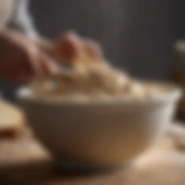 A flour and water mixture fermenting in a bowl