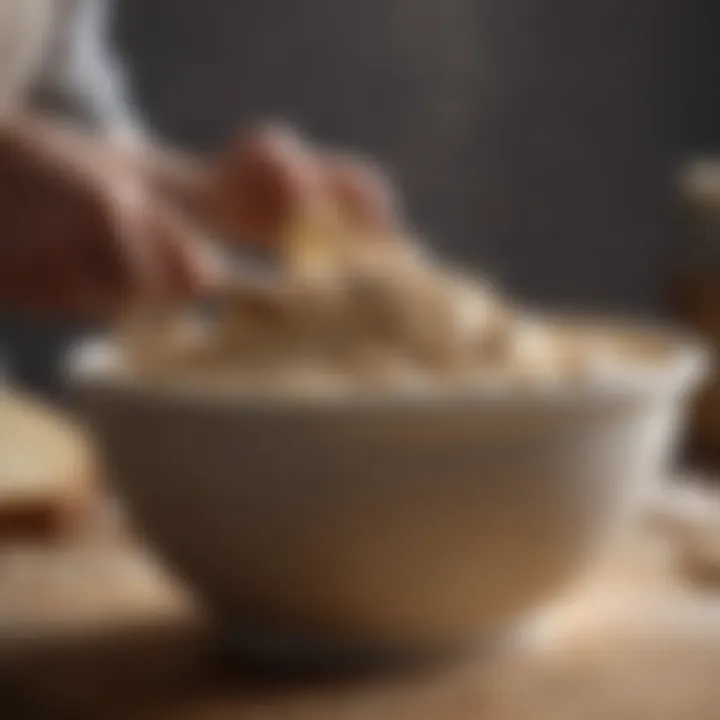 A flour and water mixture fermenting in a bowl