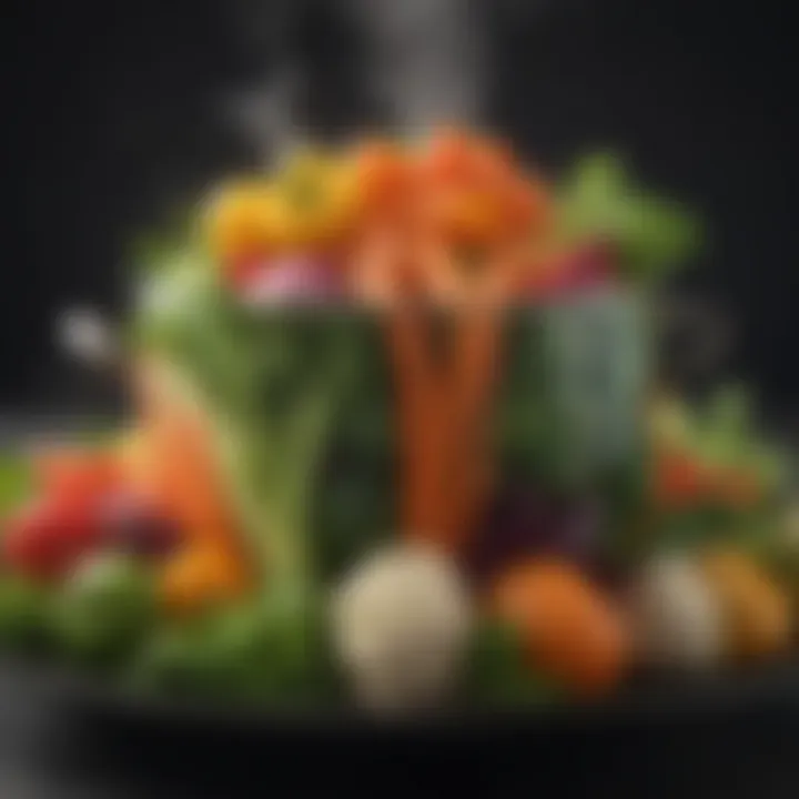 A vibrant array of vegetables steaming in a digital steamer