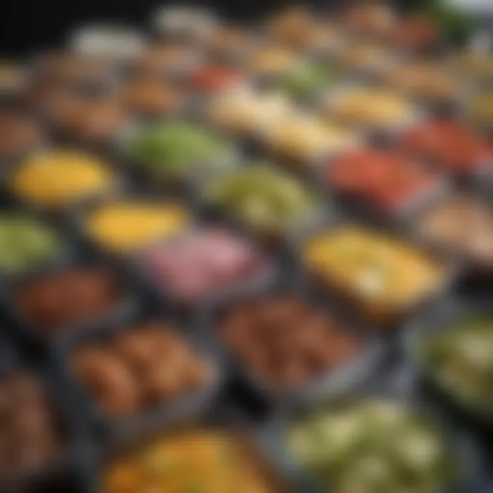 Weekly meal prep containers filled with keto meals