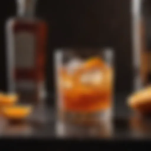 Elegant presentation of an Old Fashioned cocktail with a twist of orange