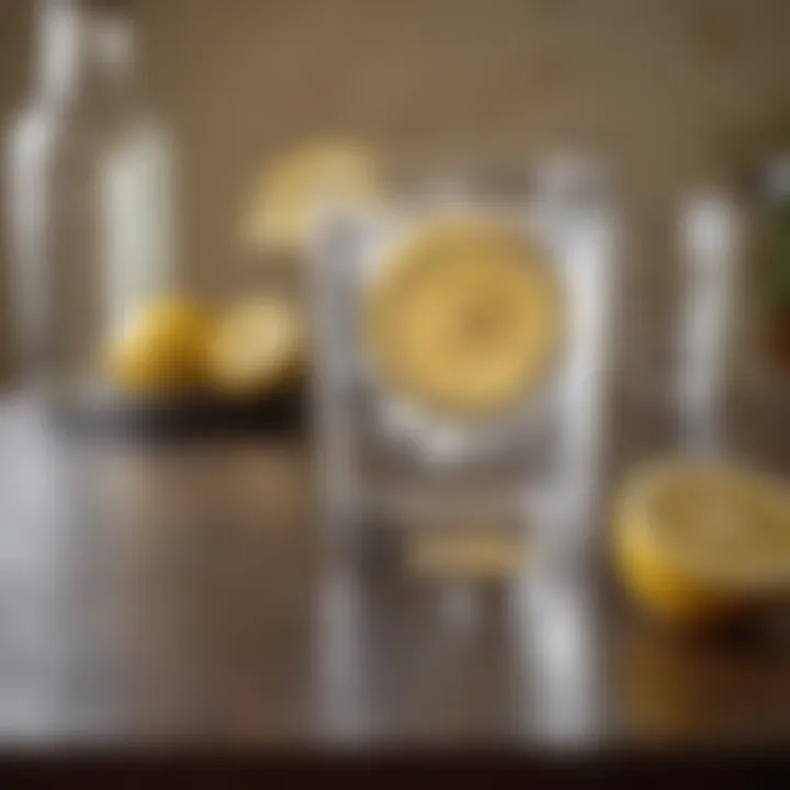 A refreshing glass of water with lemon on a table