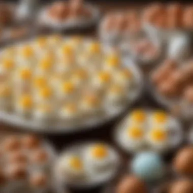 Diverse Flavors of Cream-Filled Delights A beautifully arranged platter featuring various flavors of cream-filled eggs.