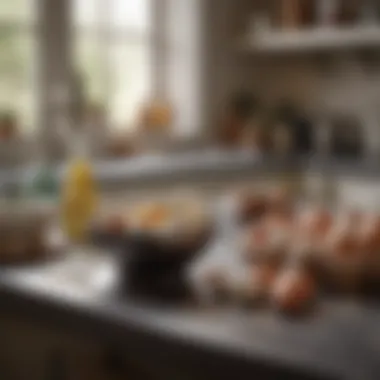Essential Tools for Creation A modern kitchen scene showcasing the tools needed for crafting vanilla cream eggs.