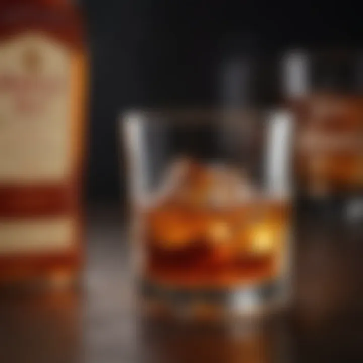 A glass of Angel's Envy bourbon showcasing its rich amber color.