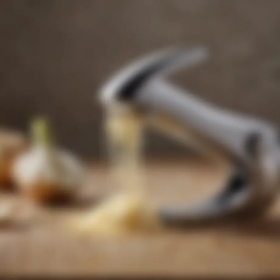 Close-up of a garlic press rocker showcasing its sleek design