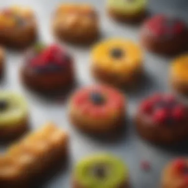 Colorful assortment of vegan fruit cakes