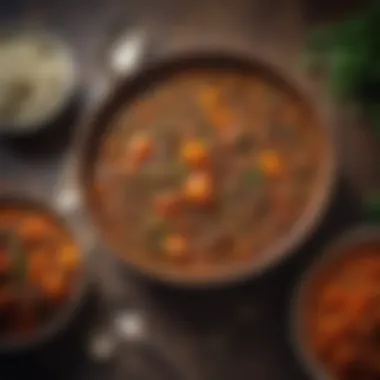 Delicious lentil stew served in a rustic bowl.