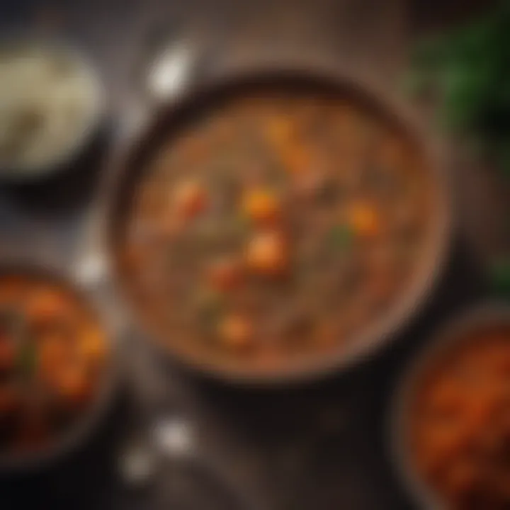 Delicious lentil stew served in a rustic bowl.