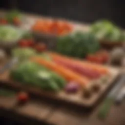 Fresh low-carb vegetables on a wooden table