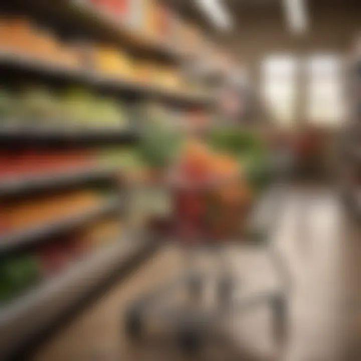 A grocery shopping cart filled with healthy vegetarian options.