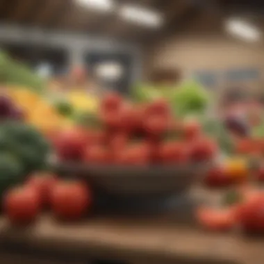 A vibrant market scene showcasing affordable produce