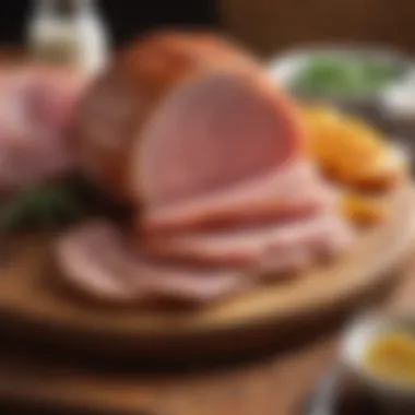 Traditional Accompaniments for Vermont Spiral Sliced Ham Vermont spiral sliced ham being served alongside traditional accompaniments.