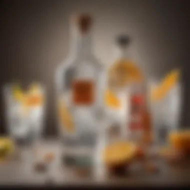 Artistic Presentation of Vodka Soda with Bitters Artistic presentation of vodka soda with bitters garnished with citrus peel