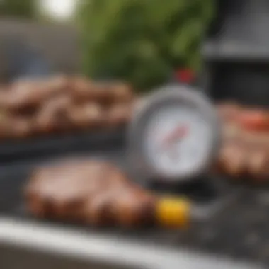 A well-maintained Weber BBQ Thermometer alongside cleaning supplies.