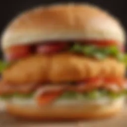Close-up of Wendy's Premium Chicken Sandwich showcasing its fresh ingredients