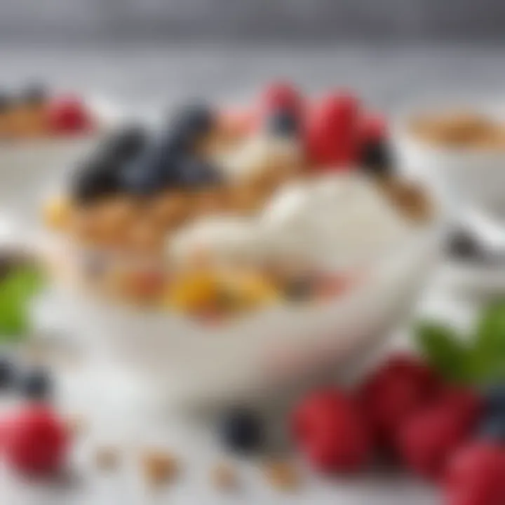 A quick and easy breakfast bowl filled with yogurt, granola, and fresh berries.