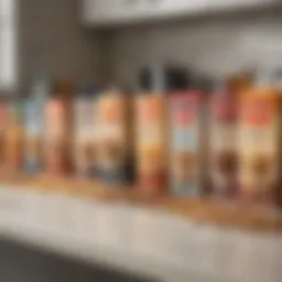A variety of whole grain cereal boxes lined up on a kitchen counter