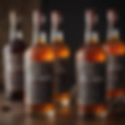 A collection of unique zero proof rum bottles showcasing artisanal design.